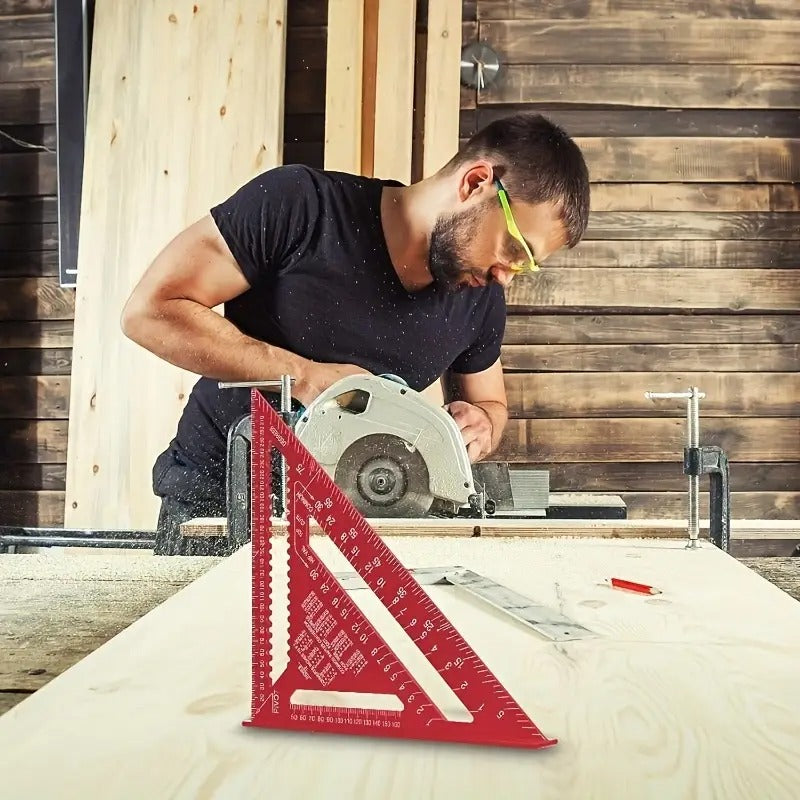 12 - Inch Aluminum Alloy Triangular ruler Square, with An Angle Protractor And Metric Scale. It Is A Durable Metal Measuring And Marking Tool, Suitable for Home Decoration And Woodworking.