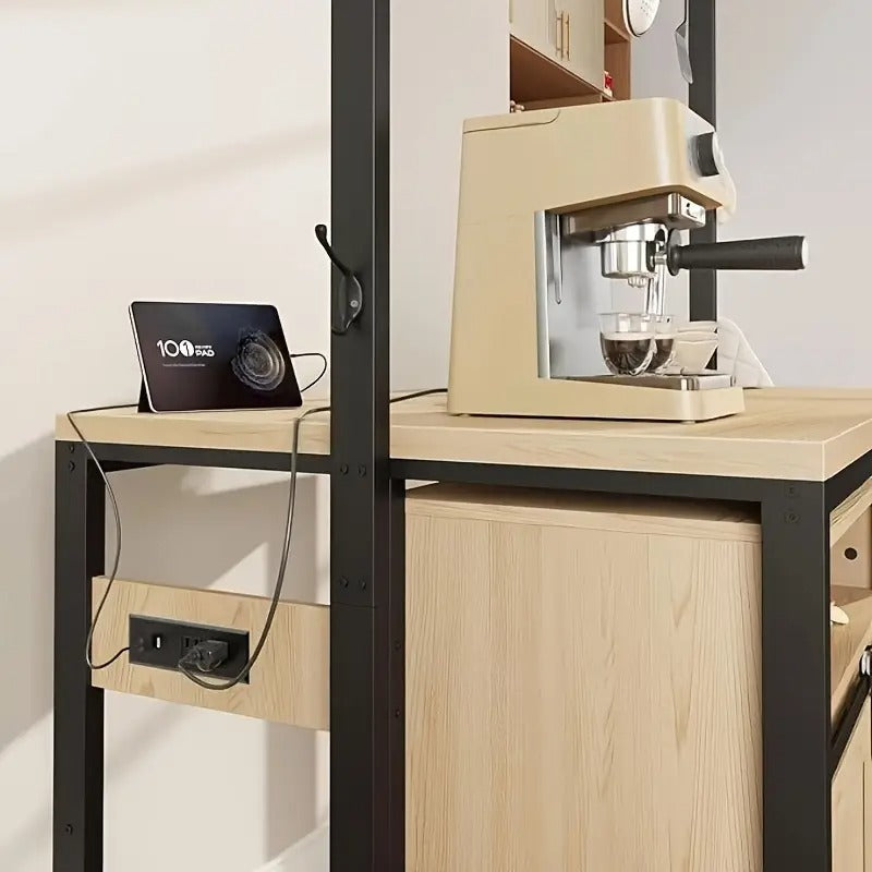 42" Kitchen Island Storage With Sliding Barn Door, Table Island Kitchen Cabinet With 2 Side Hooks, 3-Tier Shelves, Multi-Functional Dining Storage For Living Room 41.2"x24.6"x72.1"