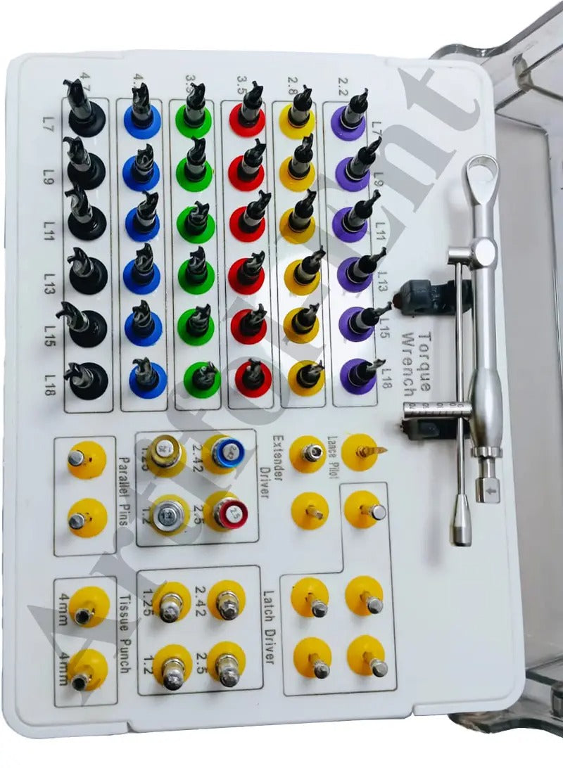 ARTIFOL 55-Piece Fully Guided Drills Kit Universal Implant Guide & Positioning Set Black Titanium Coated Drill with Torque Wrench‎ OS1053
