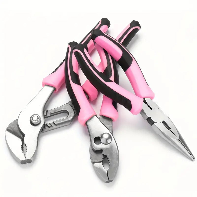 240-Piece Pink Home Tool Kit - Ladies Basic Tool Set For House With 14-Inch Wide Mouth Open Tool Bag - General Household Hand Tool Set For Home Repair, Maintenance And Improvement