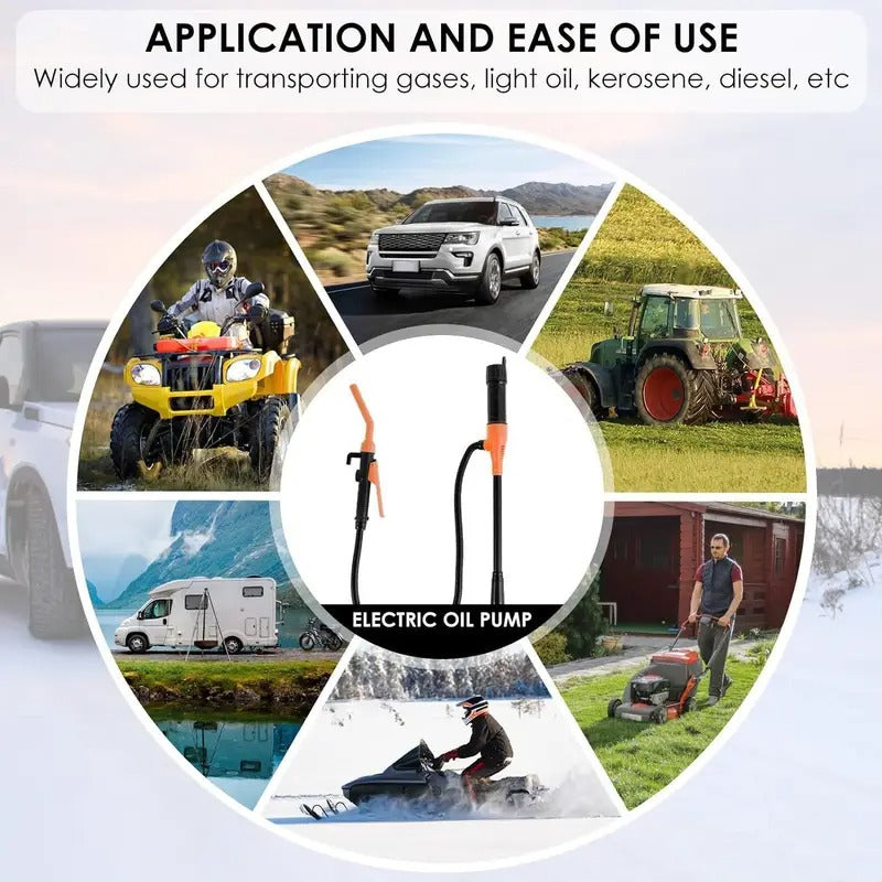 Portable Transfer Pump Battery Operated Electric Siphon Pump for Gas, Fuel, Diesel, Water Transfer 2.6 GPM Flow Oil Extractor -Easy to Use Hand Fuel Pump, Multi-Use Siphon Fuel Transfer Pump