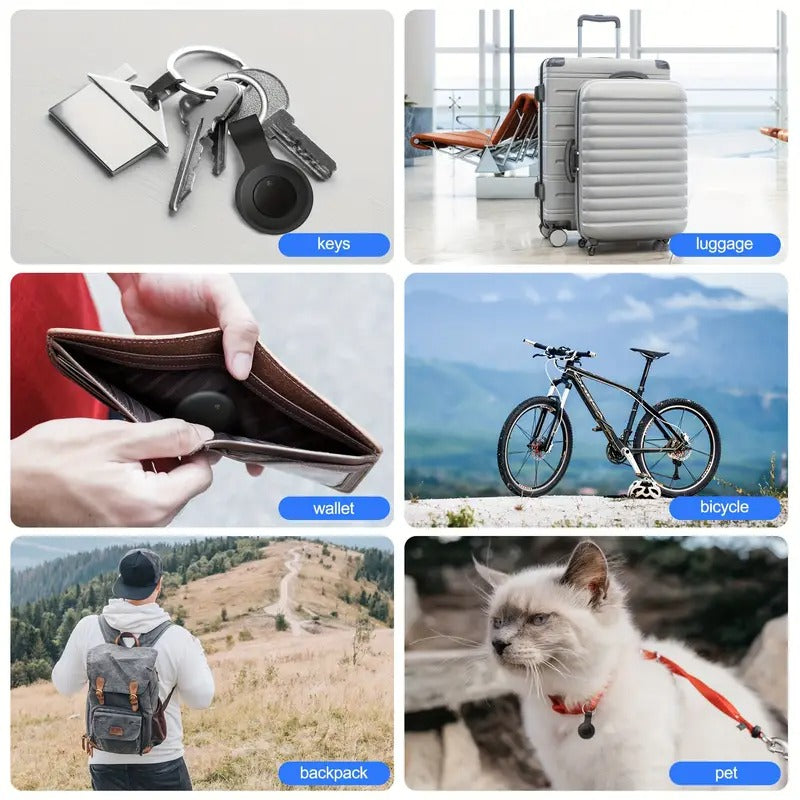 4 Pack Smart GPS Tracker For IOS Find My - Real-Time Location Tracking For Cars, Pets, Luggage, Bicycle, Wallet - Global Coverage, 1 Year Replaceable Battery, Civil Defense Alarm, Silicone Straps