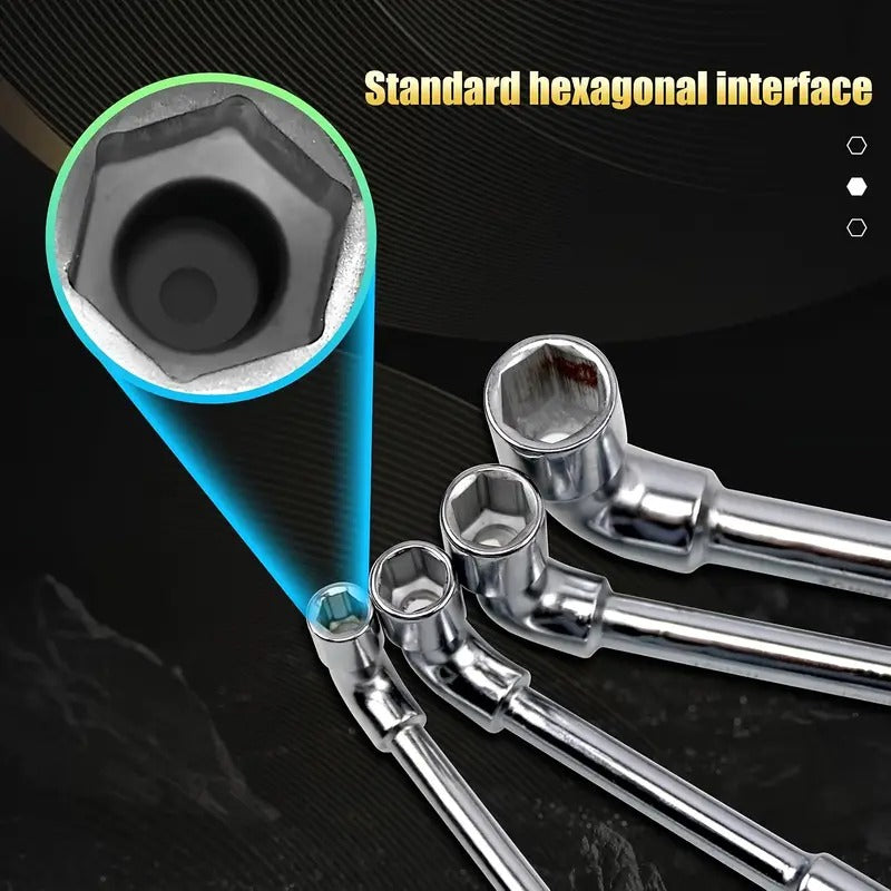 12pcs LType Pipe Perforation Elbow Wrench Set, Metric 8-19mm, Cr-V Steel, L Shaped Hex Socket Wrench, Double-head Socket Wrench, Suitable