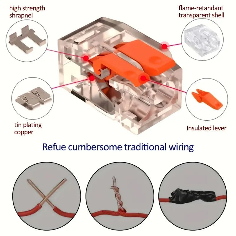 A Box Of 75 Electrical Quick Connectors, Including Lever Wire Nuts for DIY Connections (28-12 AWG), Push-in Terminal Connectors with 2/3/4 Ports, Insertable Terminal Boards