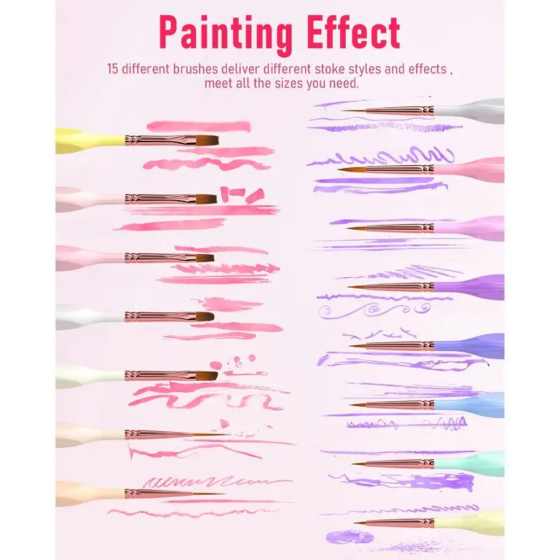 Nicpro 16pcs Micro Fine Detail Paint Brush Set with Case, Pastel Small Miniature Fine Tip Detail Brushes Kit for Acrylic Oil Watercolor, Craft, Models, Miniatures, Rock Painting, Paint By Numbers