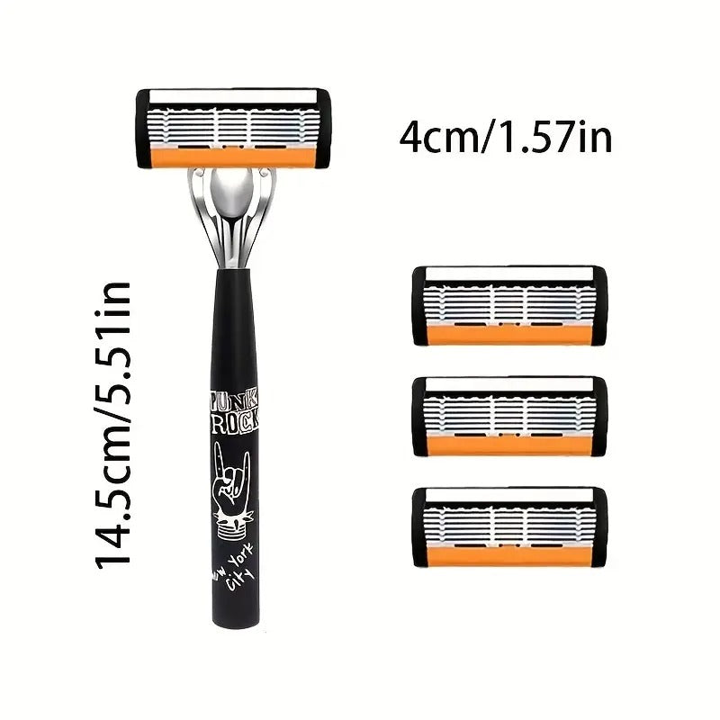 Men's Safety Razor with Non-Slip Grip - Sharp Blade Shaving, Heavy-Duty Metal Construction, Compatible with Replacement Blades - Ideal for Beards, Mustaches, Facial Hair - Made in China, Razors for Shaving