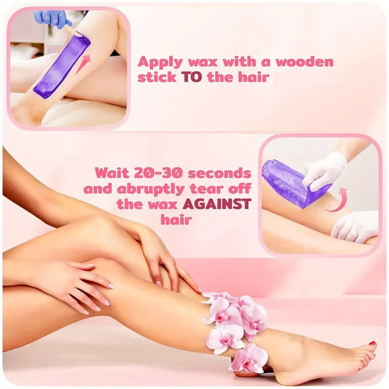 Wax Kit Hard Wax For Hair Removal 6 Packs Wax Beads Waxing Kit For Women Hot Wax Warmer Pot For Face, Eyebrow, Body, Bikini With 20pcs Wood Sticks And10pcs Nose Wax Sticks