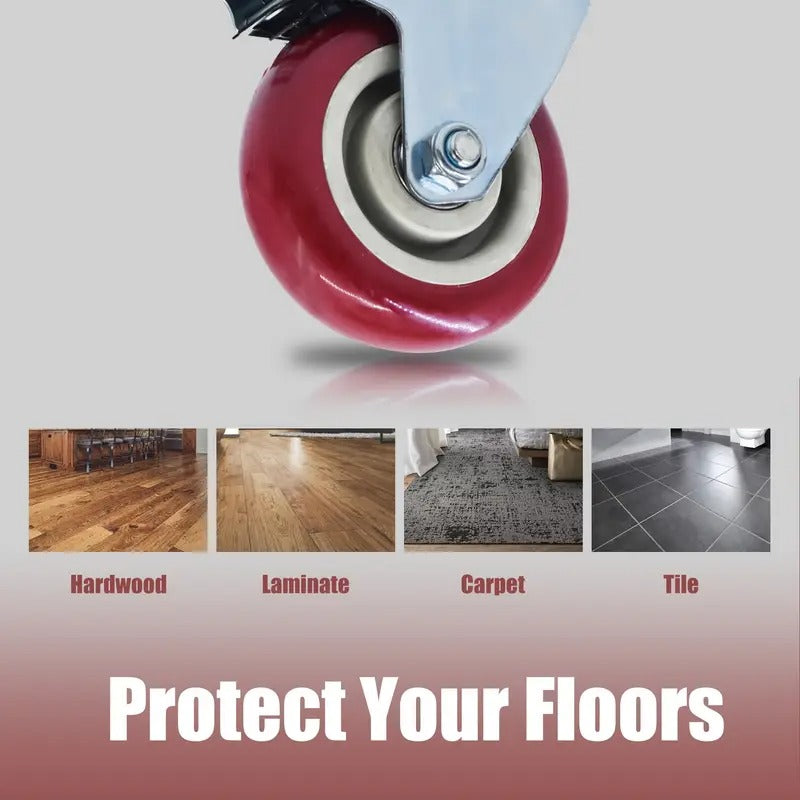 4pcs 4 Inch Heavy Duty Caster Set Wheels Fits for All Swivel & Brake Casters