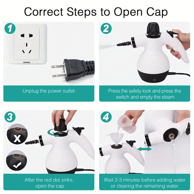 Handheld Steam Cleaner, Multi-Purpose Portable Steamer for Home Use with Safety Lock and 10 Accessories, Removes Dirt and Grease Efficiently