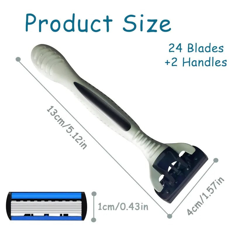 Premium Mens Safety Razor Set, Ergonomic Design for Smooth Hair Removal-6-Layer Stainless Steel Shaving Heads - Replaceable & Durable Shaving Tools