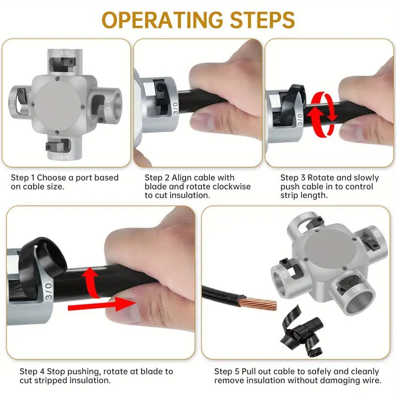 [Wire Stripping Tool] Commercial/Industrial/Workshop Use Wire Stripping Tool | Cable Stripper Tool Gauge Wire Stripper For AWG 2/0 250MCM 3/0 4/0 Electrical Tools, Wire Strippe, 21051 Large Cable Stripper (2/0-250 MCM), Removal Of Cable Insulation