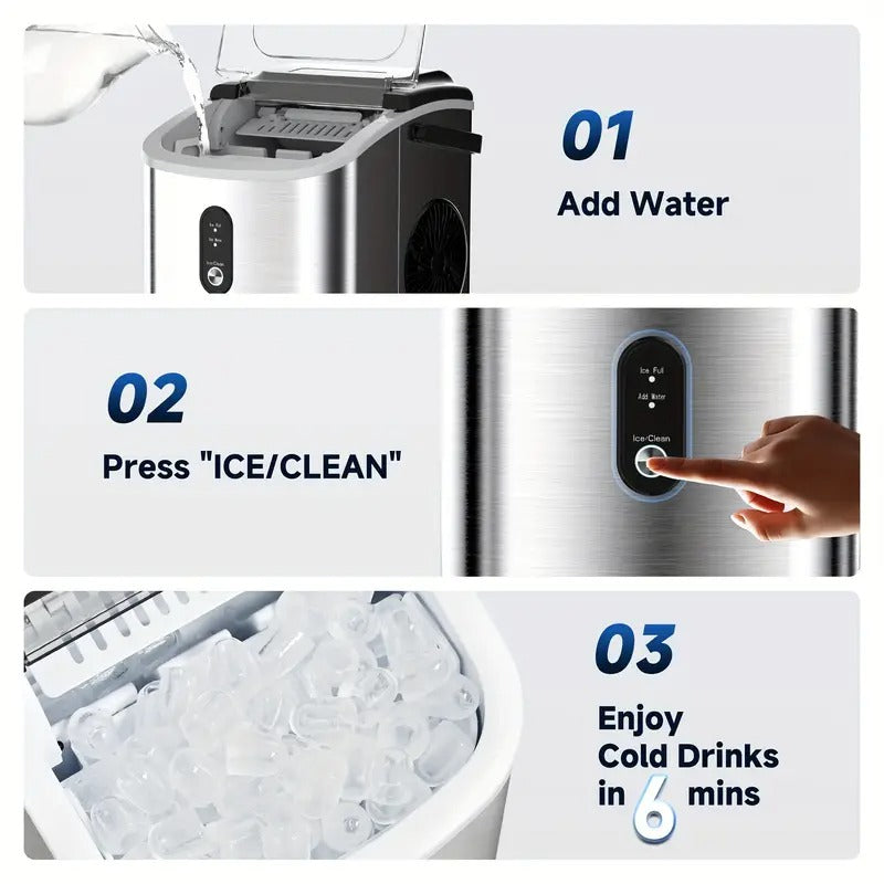 [ICYGLEE Ice Maker] ICYGLEE Portable Ice Maker | 26.5lbs Per Day, 9 Ice Cubes In 6 Mins, Self-Cleaning Countertop Ice Maker with Basket And Scoop - for Home/Kitchen/Outdoor Activities/RV