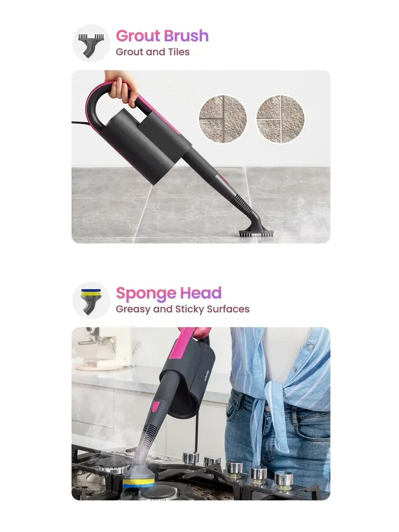 Schenley Steam Mop Cleaner with Detachable Handheld Steamer for Cleaning Hardwood, Laminate Floor, Tiles and Grout, with 7-in-1 Multi-purpose Accessories and Washable Microfiber Pads