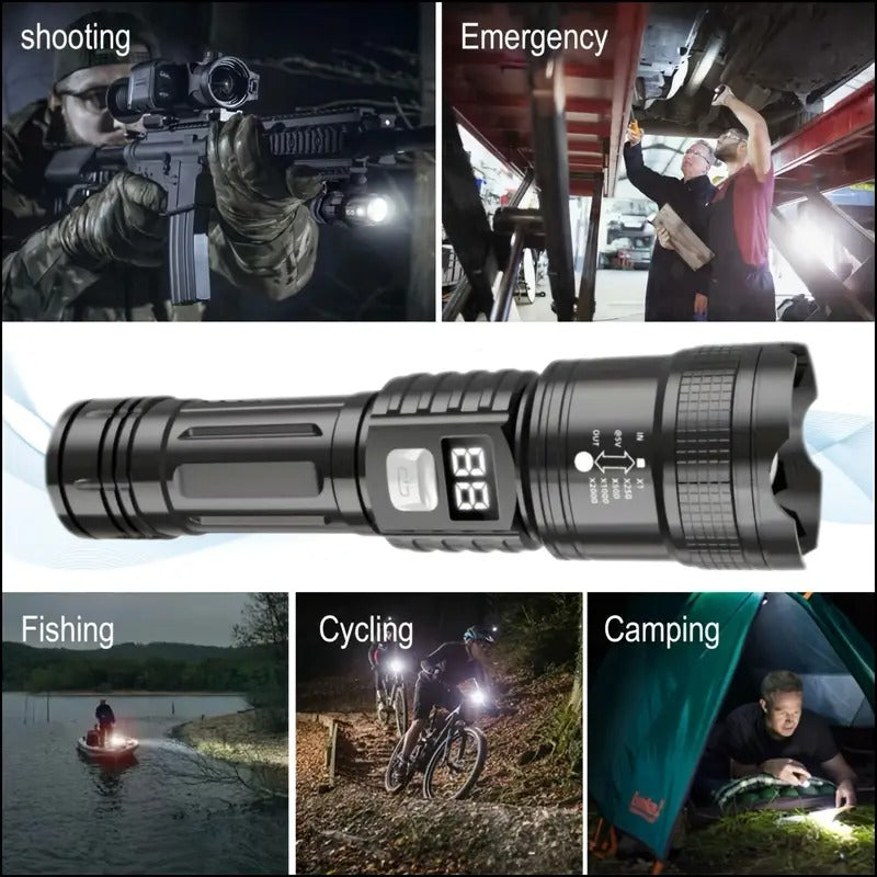 4pcs Rechargeable High-Power LED Flashlights With, Zoomable Spotlight, USB Cable, Super Bright, Long Range, Tactical Work Light For Camping, Hiking, Emergency, And Travel, Hiking Gear
