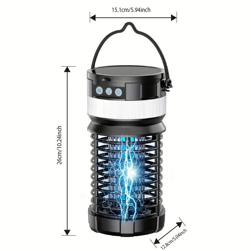 Solar Mosquito Killer Lamp for Outdoor and Camping - 12H UV Bug Zapper, 4000mAh, Fly and Mosquito Auto Sensor