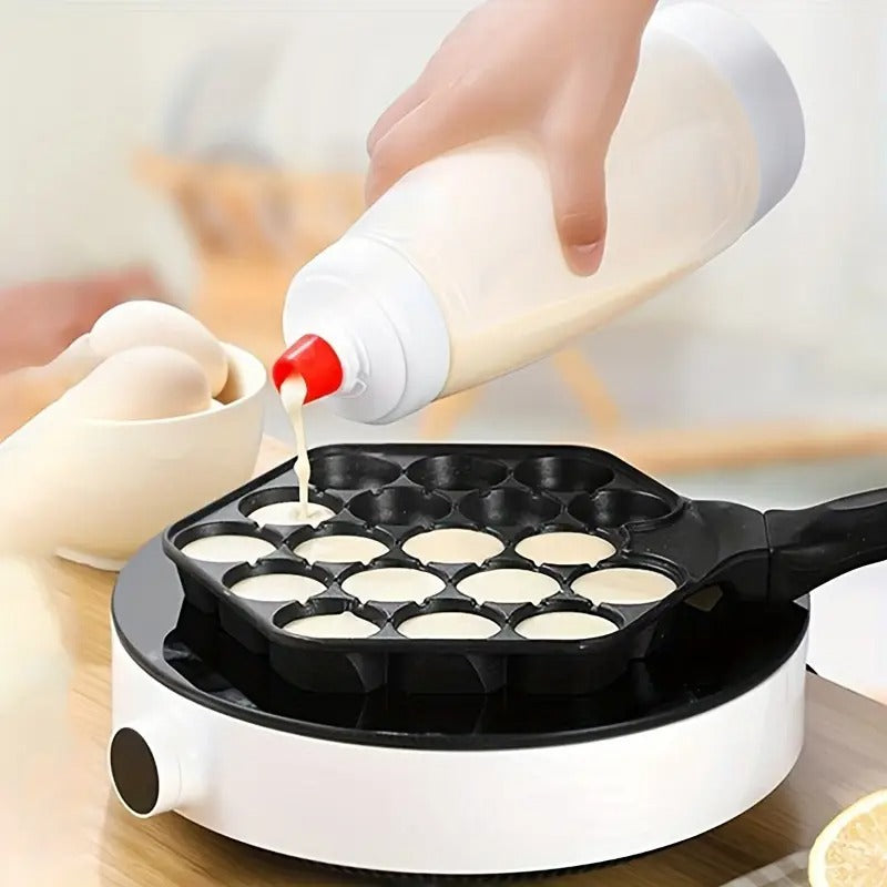 1pc multifunctional pancake batter dispenser, equipped with mixing ball and wire whisk- easy to squeeze baking tool, can