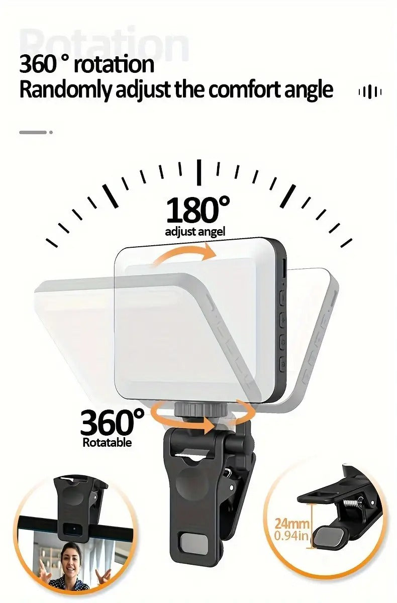 Selfie Light Portable Cell Phone Fill Light Clip Rechargeable 2000mAh Clip-on Light, Perfect Christmas Gift 60 LEDs, 3 Light Modes Camera Lighting For Cell Phone, IPhone, Webcam,