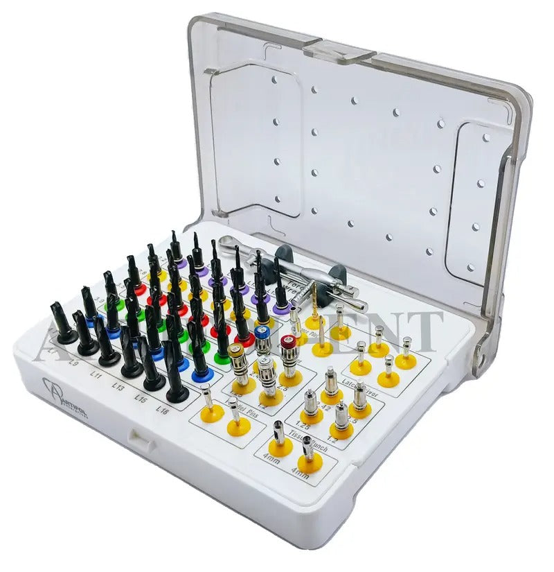 ARTIFOL 55-Piece Fully Guided Drills Kit Universal Implant Guide & Positioning Set Black Titanium Coated Drill with Torque Wrench‎ OS1053