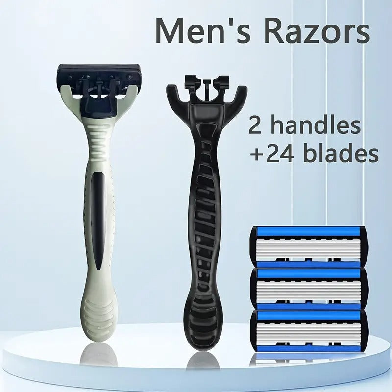 Premium Mens Safety Razor Set, Ergonomic Design for Smooth Hair Removal-6-Layer Stainless Steel Shaving Heads - Replaceable & Durable Shaving Tools