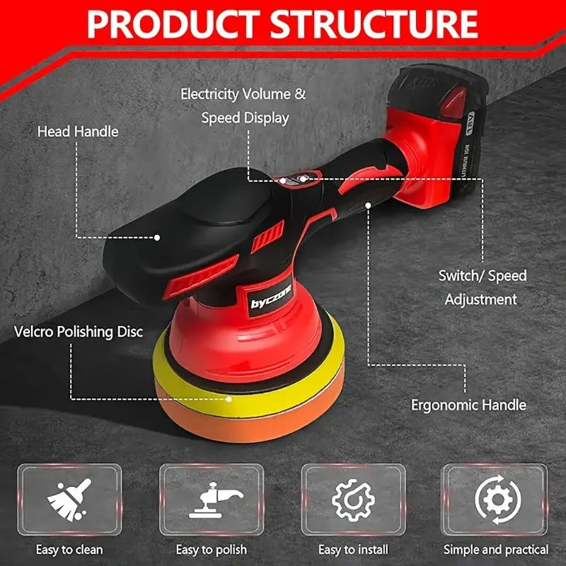 [6 Inch Cordless Buffer] 6 Inch Portable Orbital Buffer Polisher Kit, Cordless Car Buffer Polisher for 18V Battery, 8 Variable Speed Car Polisher for Car Detailing/Polishing/Waxing, Christmas/Stocking Stuffers (Battery Not Include)