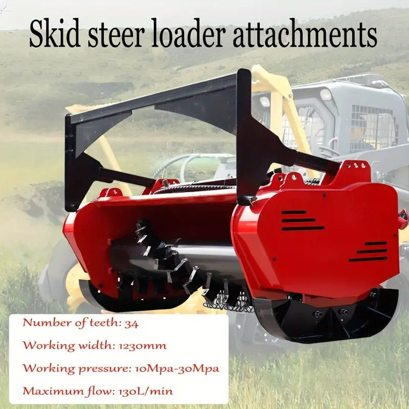 Free Ship 46 Inch Forestry Mulcher Skid Steer Loader Attachments, Garden Mulcher For Leaf Shrub Branches Crusher Land Renovation And Cleaning Connects To Most Bobcat Skid Steers