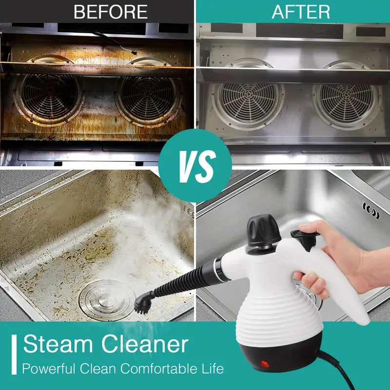 Handheld Steam Cleaner, Multi-Purpose Portable Steamer for Home Use with Safety Lock and 10 Accessories, Removes Dirt and Grease Efficiently