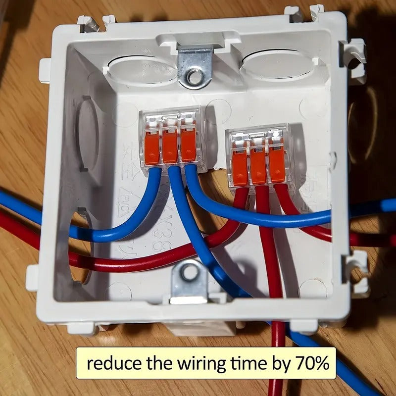 A Box Of 75 Electrical Quick Connectors, Including Lever Wire Nuts for DIY Connections (28-12 AWG), Push-in Terminal Connectors with 2/3/4 Ports, Insertable Terminal Boards