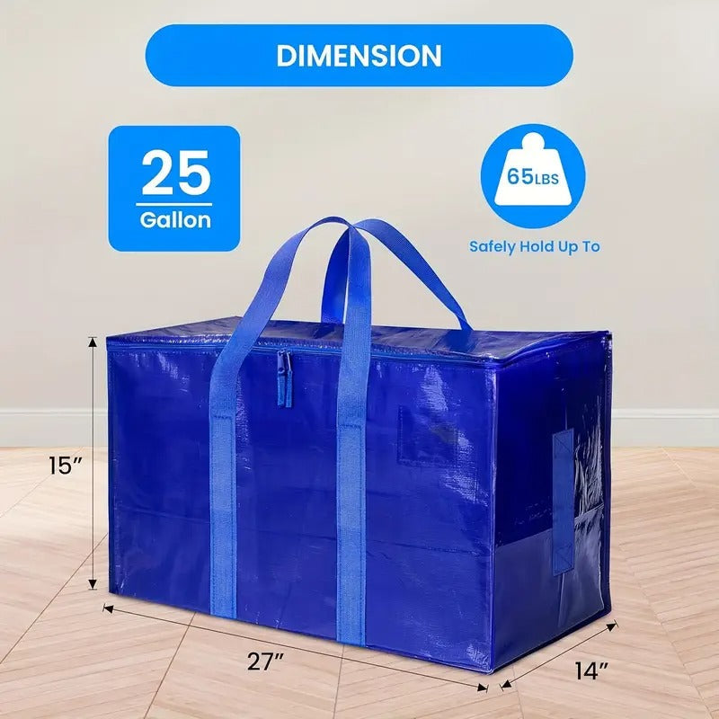 Ornament Storage Simple Deluxe 20 Pack Extra Large Moving Bags With Lids, Reinforced Handles And Zippers, Heavy Duty Storage Tote For Moving Travel Camping Space Saving, Blue