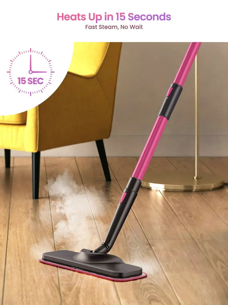 Schenley 7-in-1 Steam Mop Dual-Rod Design with Detachable Handheld Steamer for Walls, Grouts, Hard Floors, Tiles, includes Multi-purpose Accessories and Washable Microfiber Pads