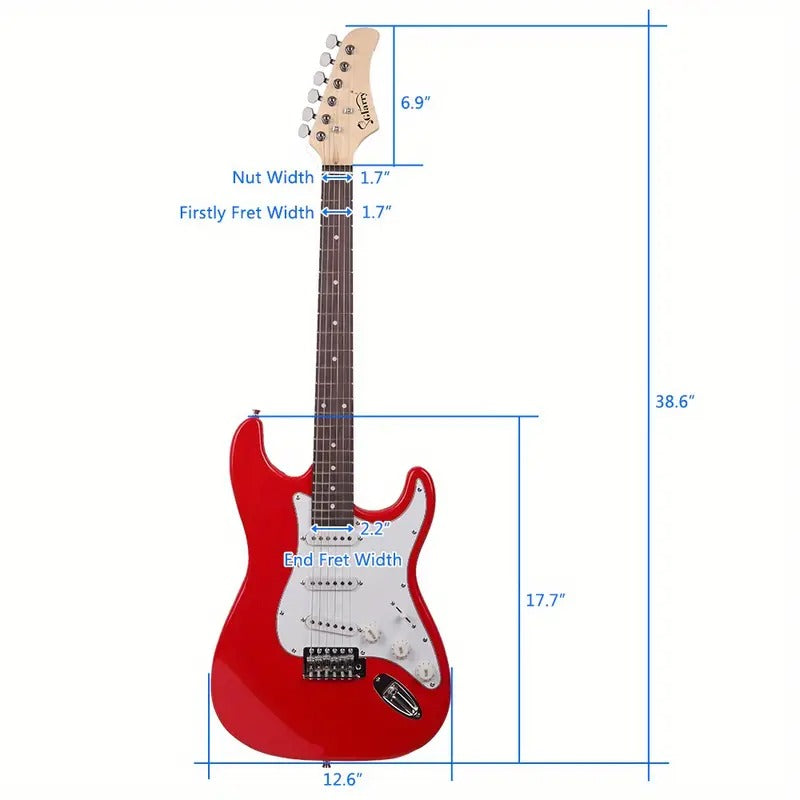 [Rosewood Fingerboard] Electric Guitar Kit | GST Rosewood Fingerboard | Red | Includes GuitarBag, Shoulder Strap, Pick, Whammy Bar, Cord, and Wrench Tool