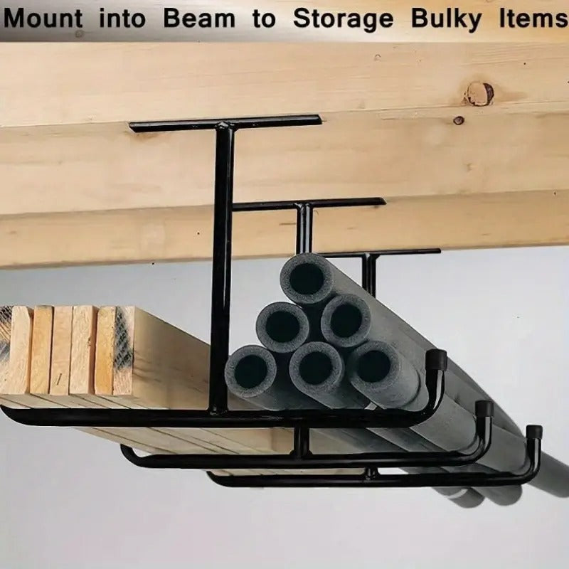 1pc Garage Storage Hook Rack, Ceiling Installation, Heavy Duty Practical Hook, Ladder Hook, Suitable For Hanging Hoses, Wood, And Other Bulky Items,