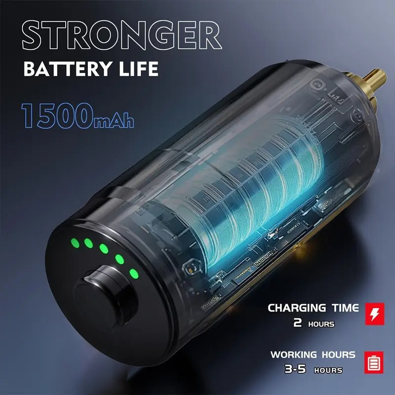 INKSOUL Wireless Tattoo Machine Kit -10 Tattoo Needles, 1500mAh Rechargeable Lithium Battery, USB Charging, Digital Display, Suitable For Tattoo Beginners And Tattoo