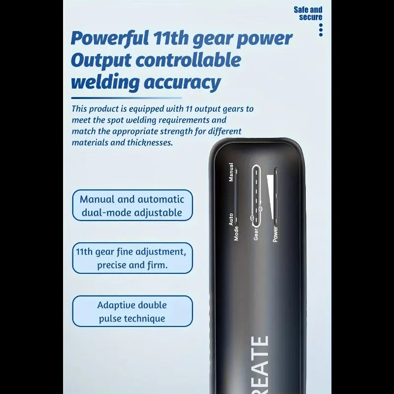 Handheld Wireless Spot Welder Machine - 11-Speed Adjustable Welder with Auto/Manual Mode, USB-C Fast Charging, Portable Welding Tool for Nickel, Iron, 18650 Batteries - Compact & Lightweight Design for Workshop, Factory