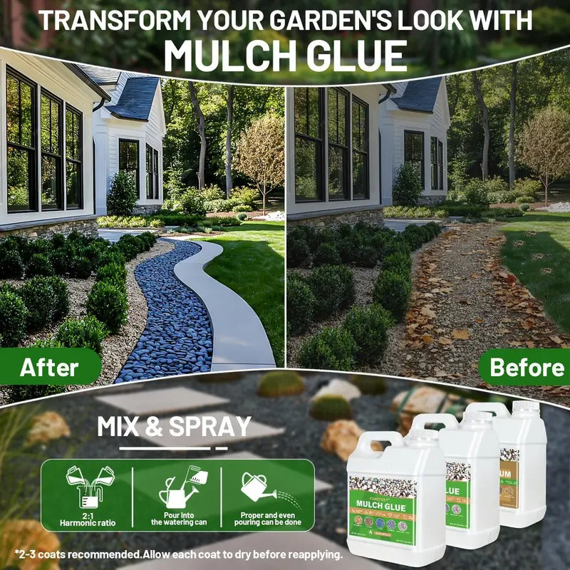 1.5 Gallon FUNEPOXY Waterproof Mulch Glue for Landscaping- Fast-Drying, Non-Toxic Rock Glue Binder for Garden, Stone& Mulch Compatible, Liquid Adhesive for Outdoor Use
