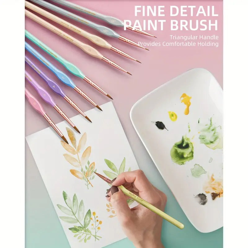 Nicpro 16pcs Micro Fine Detail Paint Brush Set with Case, Pastel Small Miniature Fine Tip Detail Brushes Kit for Acrylic Oil Watercolor, Craft, Models, Miniatures, Rock Painting, Paint By Numbers