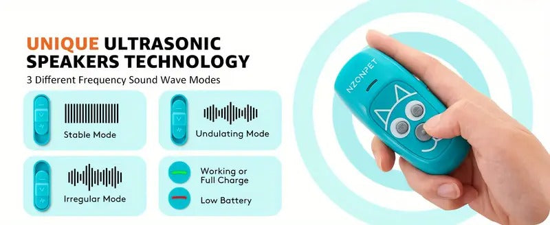 nzonpet Anti Barking Device, Ultrasonic 3 in 1 Dog Barking Deterrent Devices, 3 Frequency Dog Training and Bark Control 16.4Ft Range Rechargeable with LED Light and Wrist Strap - MARRS Green