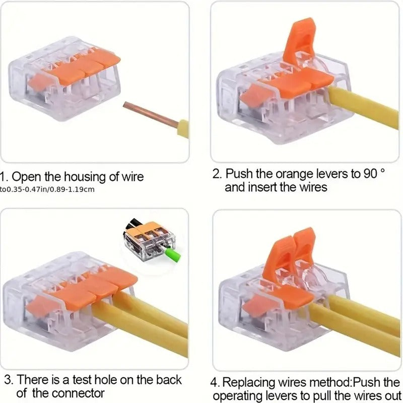 A Box Of 75 Electrical Quick Connectors, Including Lever Wire Nuts for DIY Connections (28-12 AWG), Push-in Terminal Connectors with 2/3/4 Ports, Insertable Terminal Boards