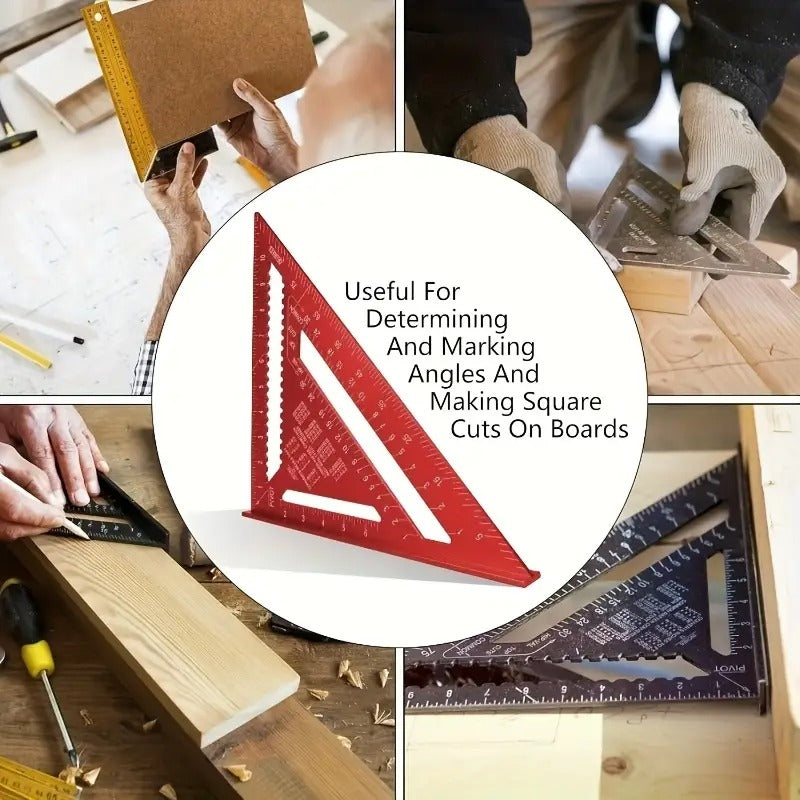12 - Inch Aluminum Alloy Triangular ruler Square, with An Angle Protractor And Metric Scale. It Is A Durable Metal Measuring And Marking Tool, Suitable for Home Decoration And Woodworking.