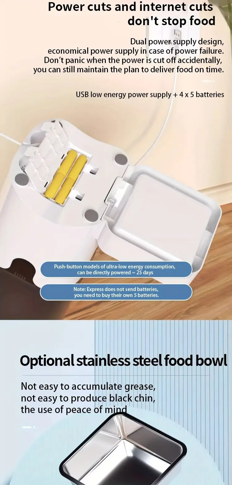 6L PAPIFEED Automatic Pet Feeder - Intelligent WiFi Timing Dosing Cat Dog Food Feeder