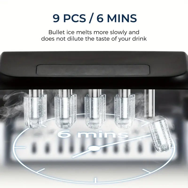 [ICYGLEE Ice Maker] ICYGLEE Portable Ice Maker | 26.5lbs Per Day, 9 Ice Cubes In 6 Mins, Self-Cleaning Countertop Ice Maker with Basket And Scoop - for Home/Kitchen/Outdoor Activities/RV