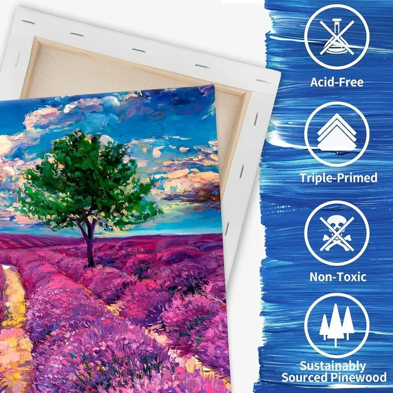 Stretch Canvas, Multi-Piece Set 11X14, 9X12, 8X10, 5X7, 4X4, 10pcs, Primed White - 100% Cotton Artist Canvas Boards, Suitable for Painting, Acrylic Pouring, Oil Painting Wet And Dry Art Mediums
