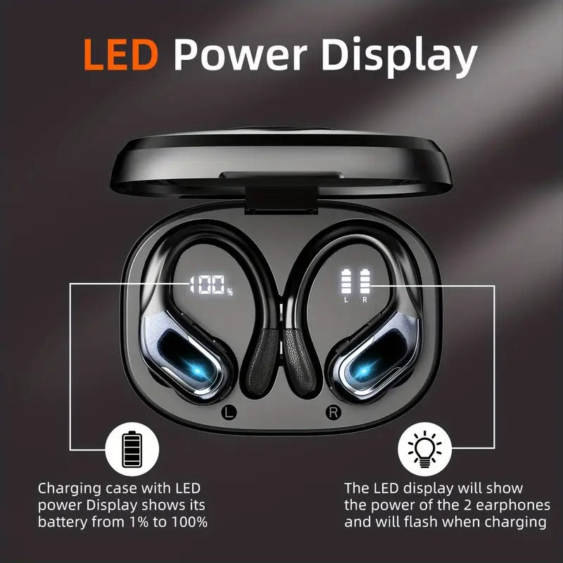 [Pure Bass Sound] LIFEBEE Wireless Earbuds | Earphones with Earhooks | Pure Bass Sound | ENC Noise Cancelling | Dual-LED Display | Built-in Microphone