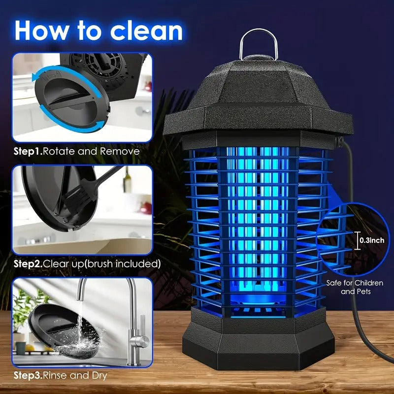 Outdoor Mosquito Killer Lamp, Electric Insect Zapper, Indoor/Outdoor Fly Trap, 4200V, ABS Protective Housing, Three-Prong Plug (Black), Insect Trap for Yard, Backyard, And Patio