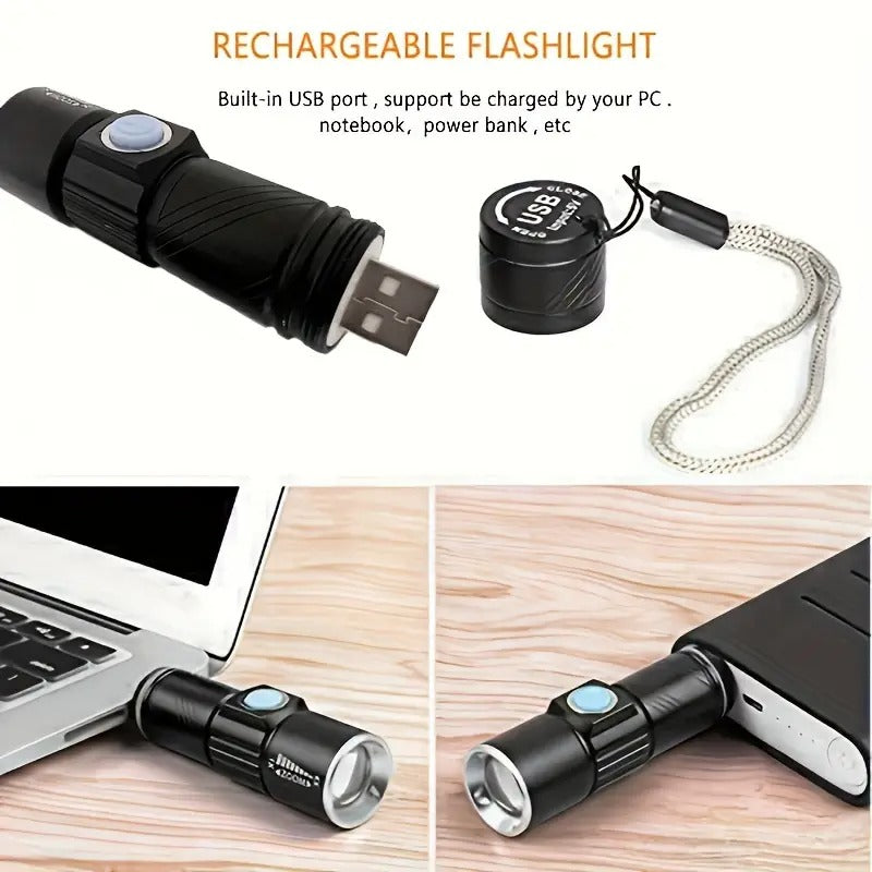 [UV Flashlight] UV 395nm Flashlight, One | USB Rechargeable, Adjustable Focus, 3-Speed Mini | Used for Pet Detection, Home, Outdoor, Camping, Fishing