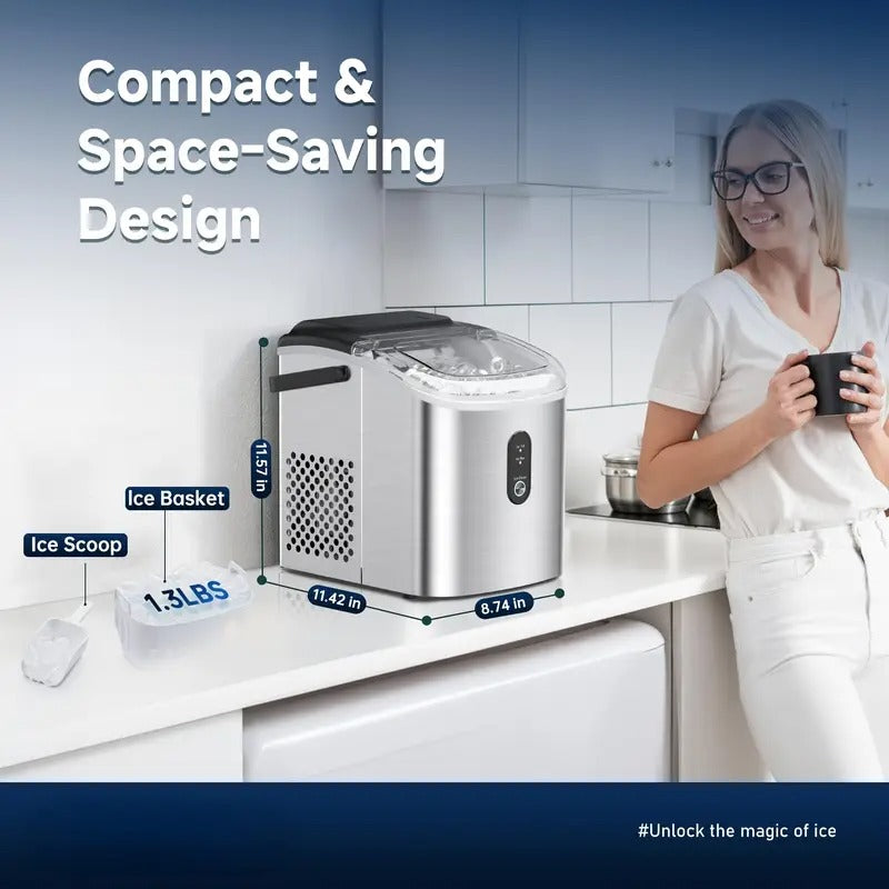 [ICYGLEE Ice Maker] ICYGLEE Portable Ice Maker | 26.5lbs Per Day, 9 Ice Cubes In 6 Mins, Self-Cleaning Countertop Ice Maker with Basket And Scoop - for Home/Kitchen/Outdoor Activities/RV