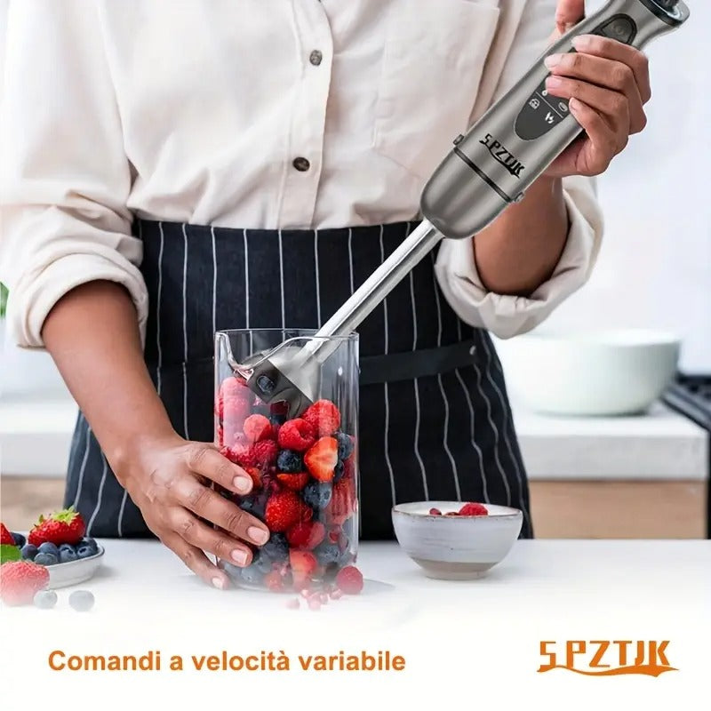 SPZTJK 5-in-1 Manual Blender with Powerful Motor, 12-Speed Rope Design, Stainless Steel & ABS Blades, Ice, Milk, Soup, and More - Gray, Kitchen Appliance, Versatile Blender, Modern Kitchenware, Durable Construction