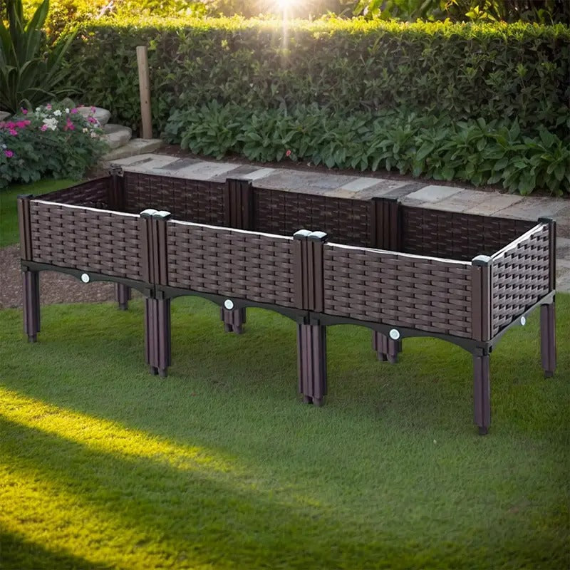 [Elevated Garden Beds] 3 Sets Raised Garden Beds Outdoor | 47.24x15.75x14.57 Inch Elevated Garden Bed with Legs, Patio Plant Boxes for Vegetables & Flowers - Heat & Frost Resistant, Drain Outlet - Indoor/Outdoor, Balcony, Yard Gardening Supplies