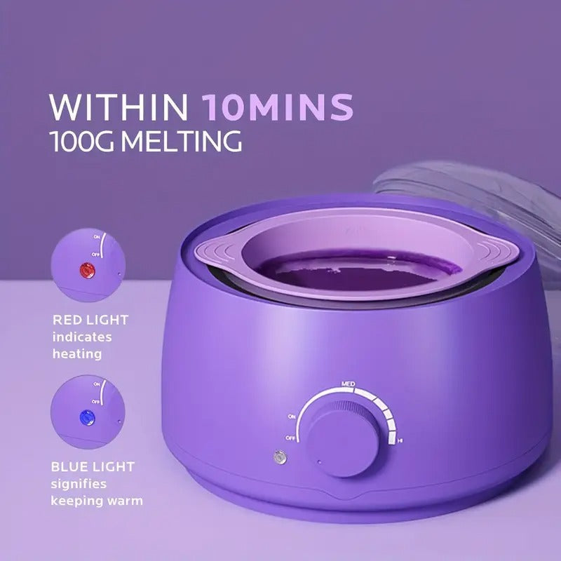 Home Bikini Hair Removal Kit for Women: Suitable for Sensitive Light Beige Brazilian Waxing Body Set - Includes 6pcs of Wax Beads in a Warm Silicone Pot, Easy to Clean