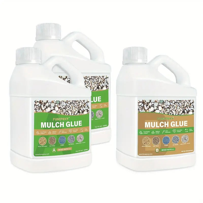 1.5 Gallon FUNEPOXY Waterproof Mulch Glue for Landscaping- Fast-Drying, Non-Toxic Rock Glue Binder for Garden, Stone& Mulch Compatible, Liquid Adhesive for Outdoor Use