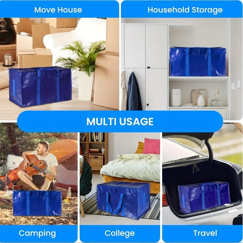 Ornament Storage Simple Deluxe 20 Pack Extra Large Moving Bags With Lids, Reinforced Handles And Zippers, Heavy Duty Storage Tote For Moving Travel Camping Space Saving, Blue